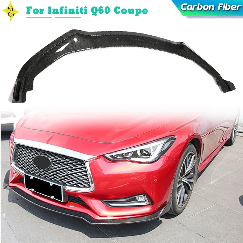 

Car Front Bumper Lip Chin Spoiler Splitters For Infiniti Q60 Coupe 2016-2021 Front Bumper Lip Spoiler Apron Guard Carbon Fiber