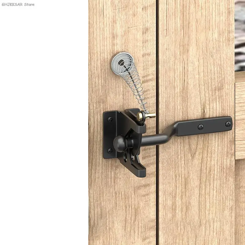 Heavy Duty Black Silver Door Latch Lock Self Locking Gate Catch Weather Protection Auto Door Latches Black Silver Lock Set