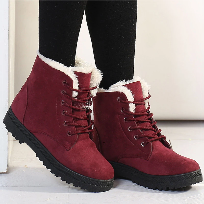 Boots Korean Style Winter Boots Snow Winter Shoes Woman Low Heels Women 's Fur Boots Ankle Combat Botas Mujer Luxury Footwear