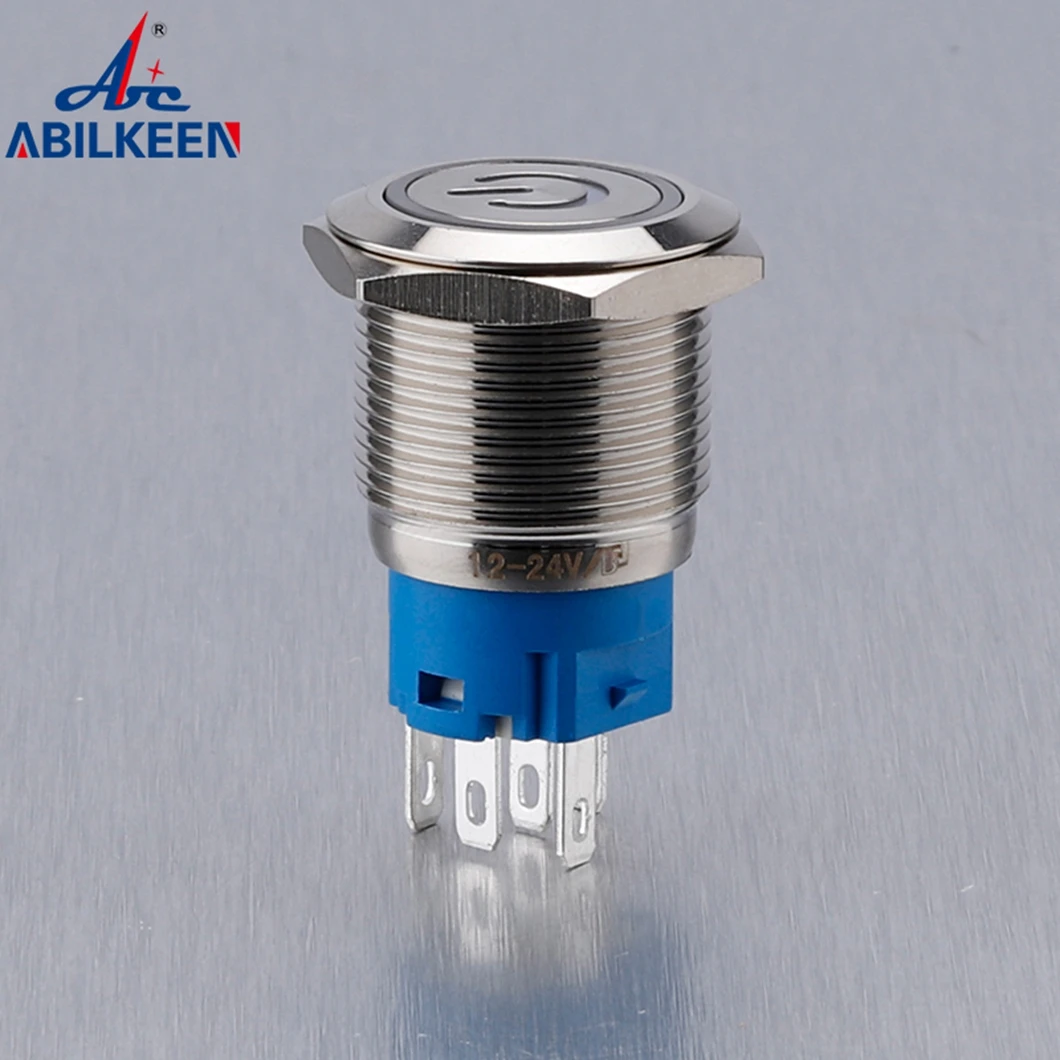 19MM Flat Head push button switch With LED Light Ring Waterproof IP67 Metal