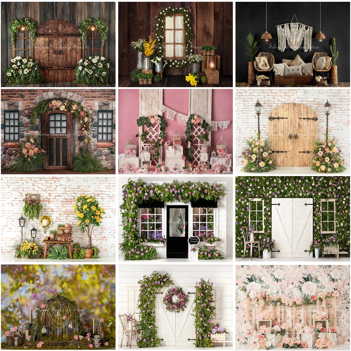 

Floral Spring Garden Porch Photography Backdrop Children Cake Smash Photo Background Pregnant Woman Newborn Photo Studio Props