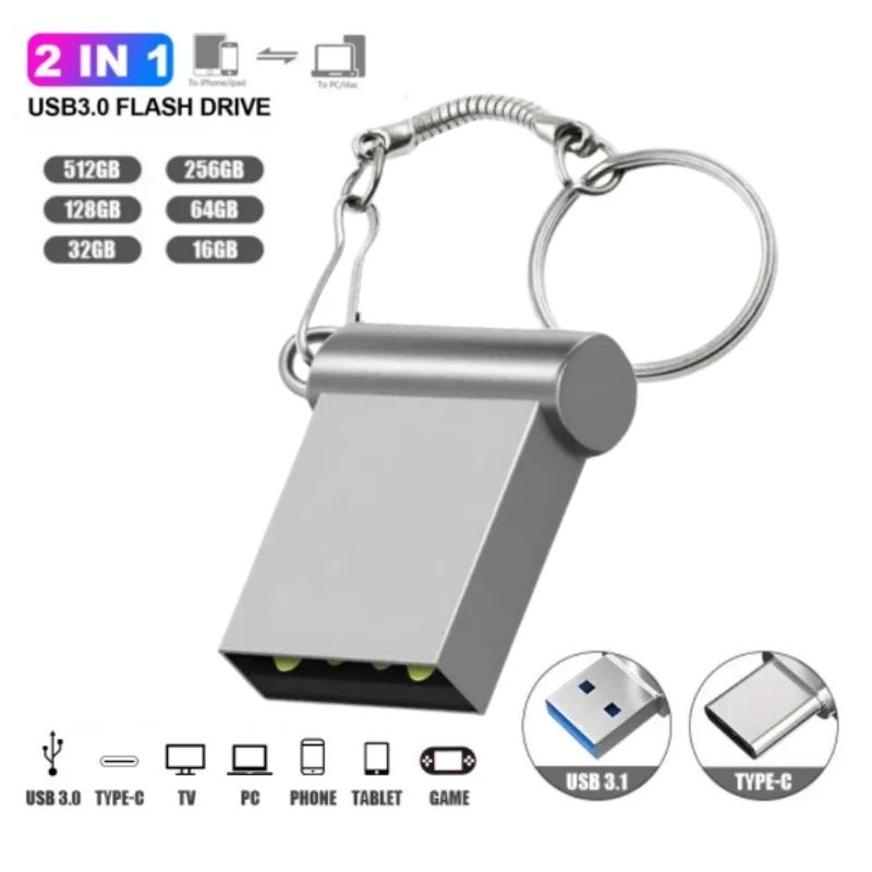 Mini Usb Flash Drive 128Gb Memoria Ad Alta Velocità Usb Flash 512Gb Usb 3.0 Flash Drive Memory Stick Impermeabile In Metallo Spedizione Gratuita