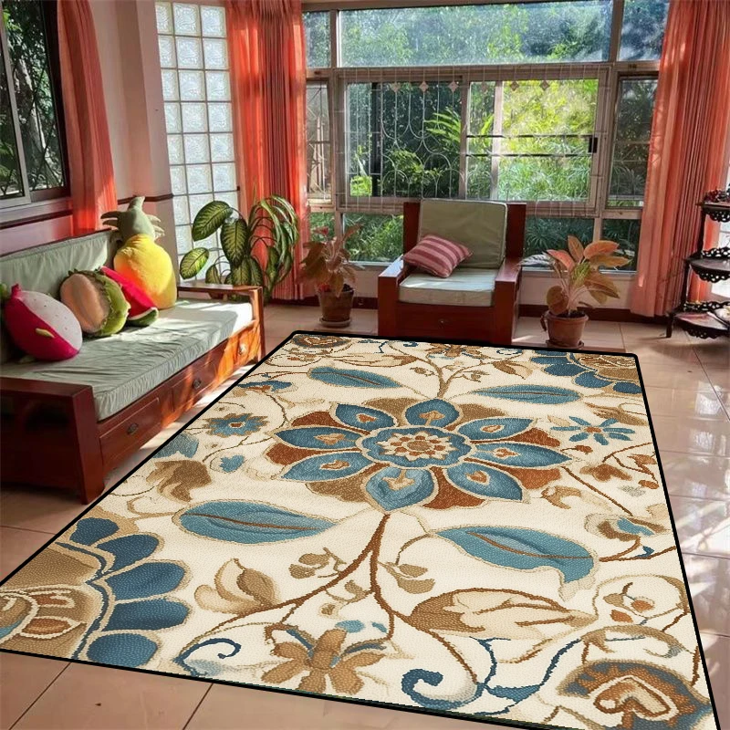 

American Retro Carpet for Living Room Classic Home Decor Luxury Rugs for Bedroom Balcony Corridor Non-slip Soft Mat Washable