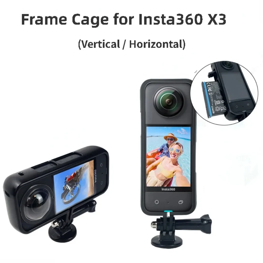 Action Camera Accessory Horizontal Shooting Protective Cage For Insta360 One X3 X2 PC Housing Frame Case Vertical Support Holder Mount