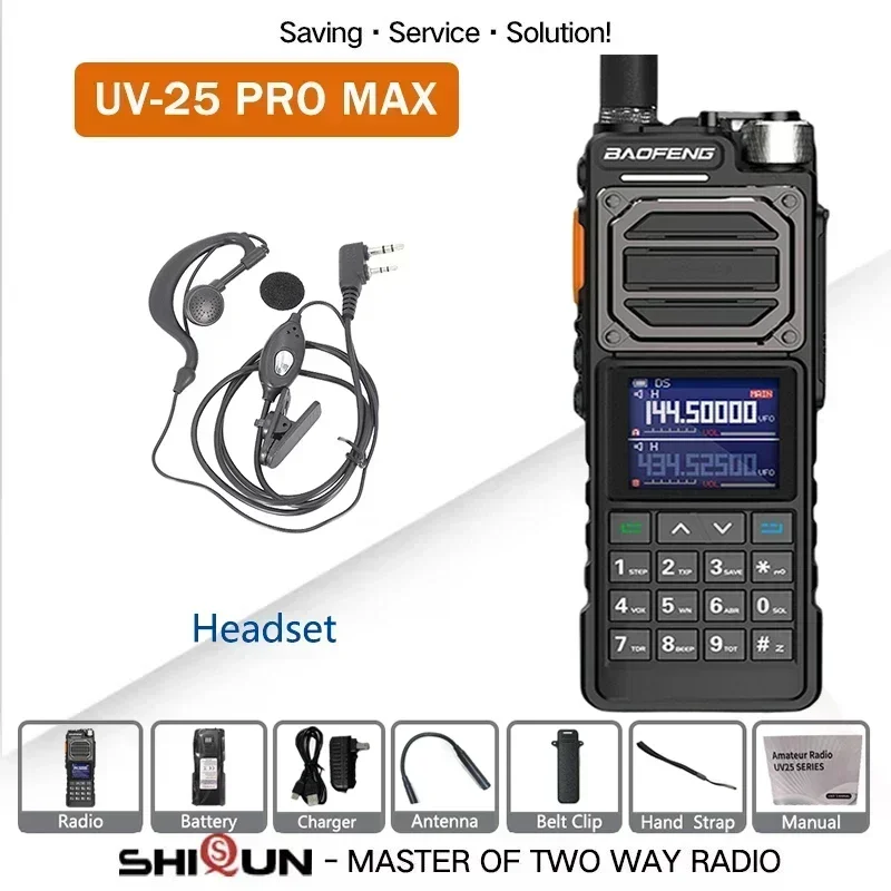 New UV-25 Pro Max Tactical Walkie Talkie High Power 50KM 136-520MHz 999CH USB C Charger Two Way Radios Six Bands BF-X5 Pro 2