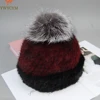 Top Quality Natural Fox Fur Pom Poms Beanie Lady Fashion Women's Winter Knitted Mink Fur Patchwork Real Mink Fur Hat Cap 1