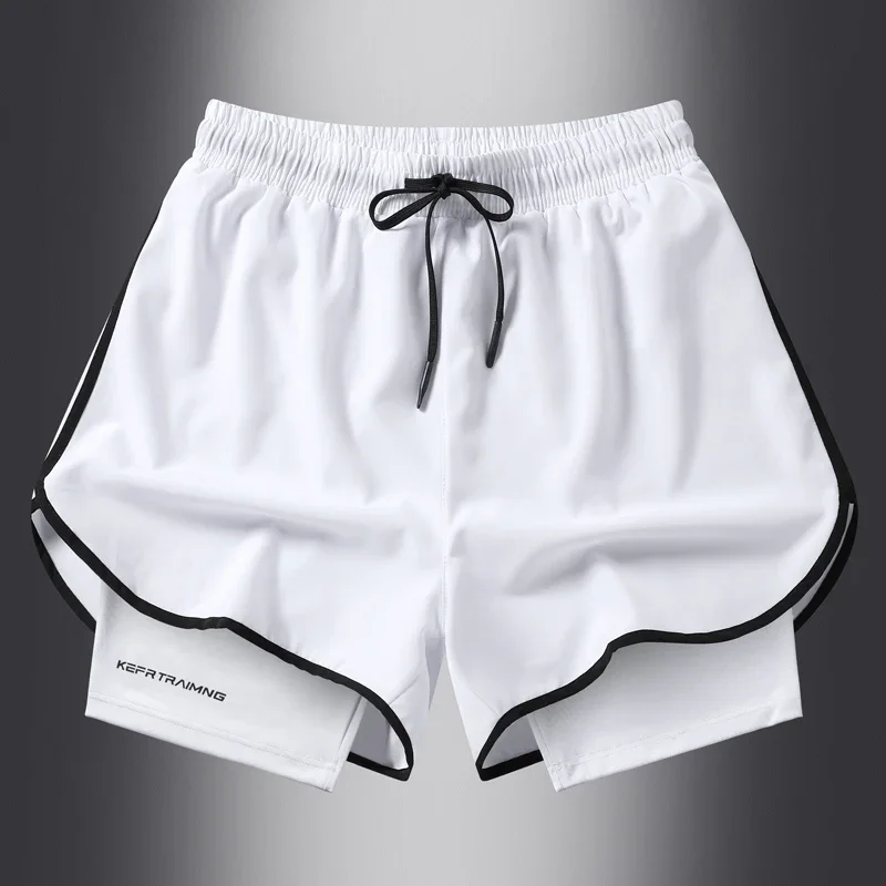 Track Shorts Man Running Training Fake Two Pieces Summer Men's and Women's Quick Drying Three Point Fitness Lining Sports Shorts 6