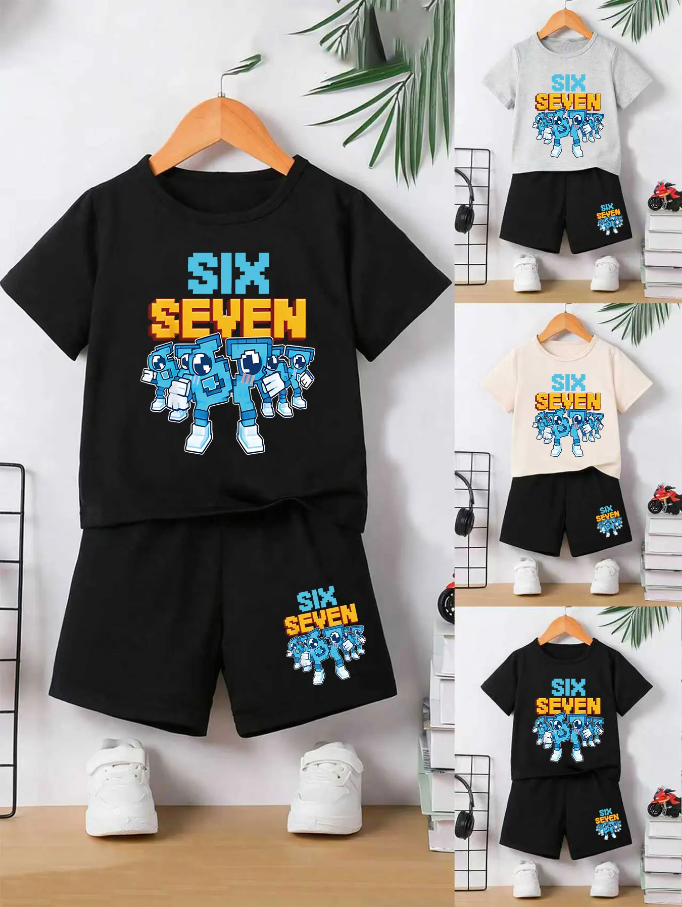 Bequemes Set mit Game-Style Pixel-67-Print für Jungen – modische und stilvolle Kleidung für Kinder
