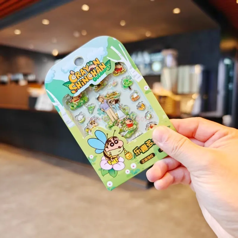 1/6pcs Kawaii Crayon Shin-Chan 3d 크리스탈 스티커 Diy 휴대 전화 케이스 장식 학생 계정 앨범 스티커 편지지 선물