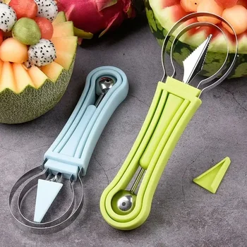 Affettatrice per anguria, cucchiaio, coltello da intaglio per frutta, piatto da frutta, scavo per polpa, separatore, gadget da cucina per la casa 1