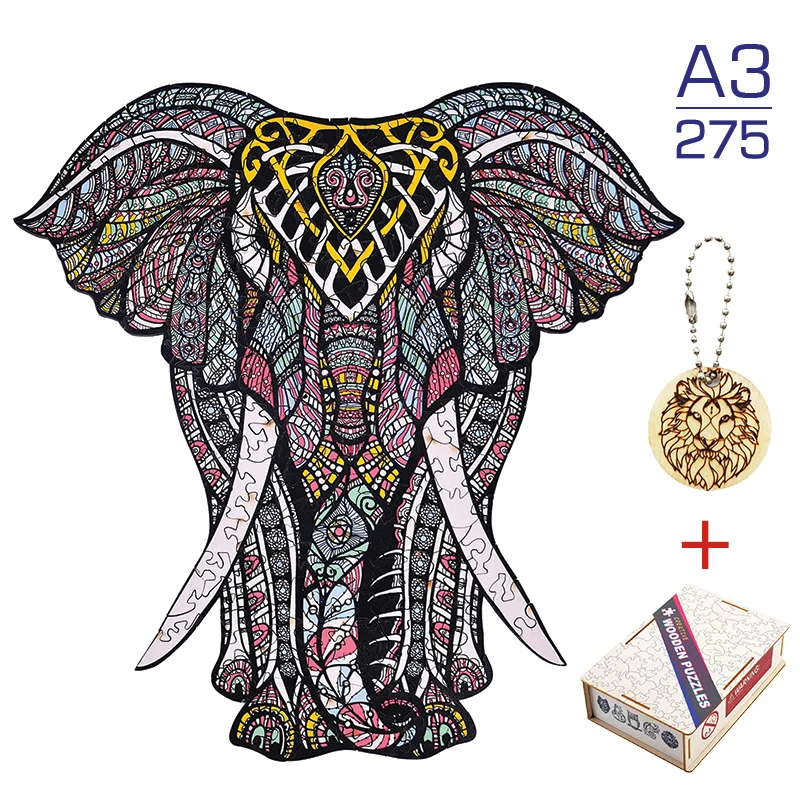 

Animal Jigsaw Puzzles Unique Wooden Elephant Puzzle Gift For Adults Kids 3D Fabulous Educational Interactive Games Toy