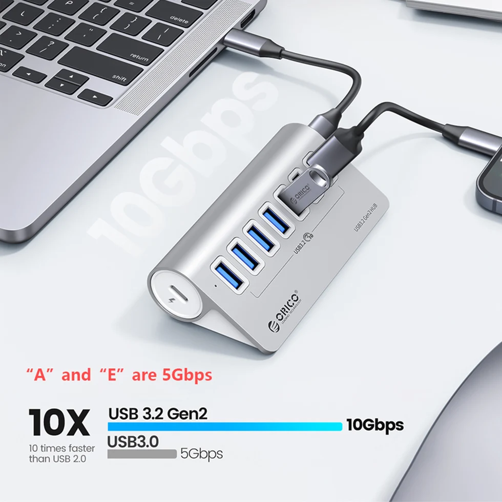 ORICO Multi USB 3.2 Port Splitter USB A Type C Hub Multiple 4 Slot Dock Station Switch Extender with Card Reader Charger Adapter