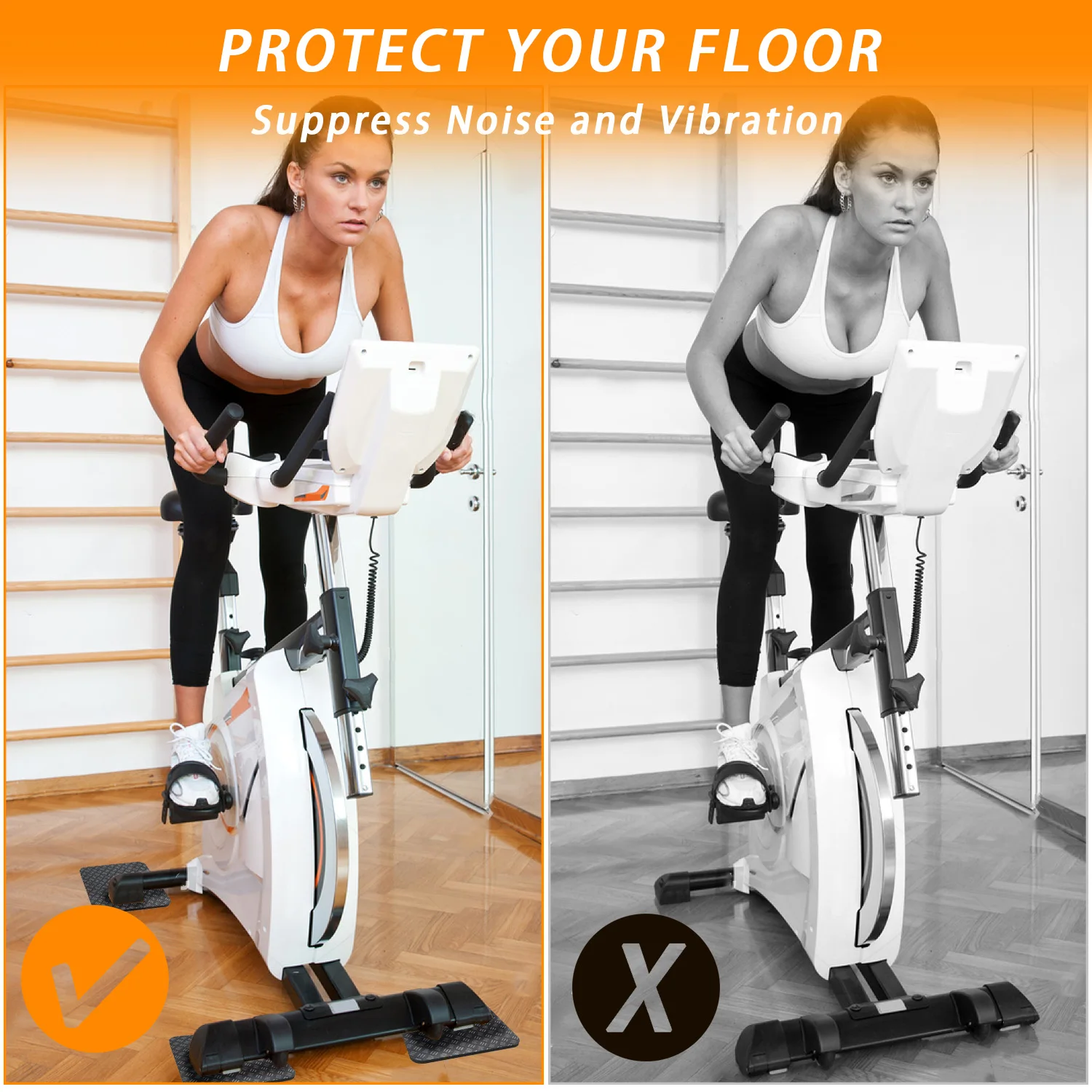 Anti-Slip Equipment Pads for Gym Machines Mats with Double-Sided Silicone Coating, Shock-Absorbing Floor Protectors