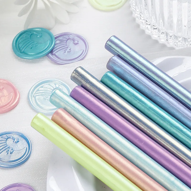 5Pcs Aurora Fire Paint Wax Stick Stamp Busta Seal Gold Powder Wax Fire Paint Stamp Materiale Di Fusione Strumenti Fai Da Te