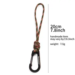 Heavy - Duty Paracord Keychain with Black Metal Carabiner - Durable Outdoor Style Accessory (Style G)