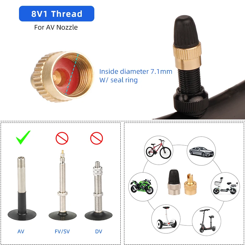 Slotted Schrader Valve Cap W/ Core Remover Brass AV Nozzle Air Dust Cover For Car Trunk Motorcycles mtb Road Bike