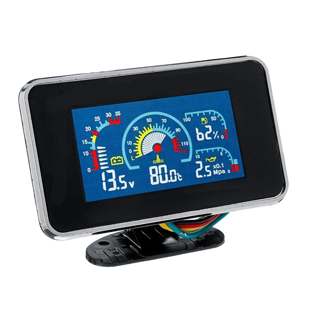 4 in 1 LCD 게이지 오일 압력 전압계 수온 연료 레벨계 (자동차, 트럭, 오토바이용) 12V 24V M10 플라스틱 센서 포함