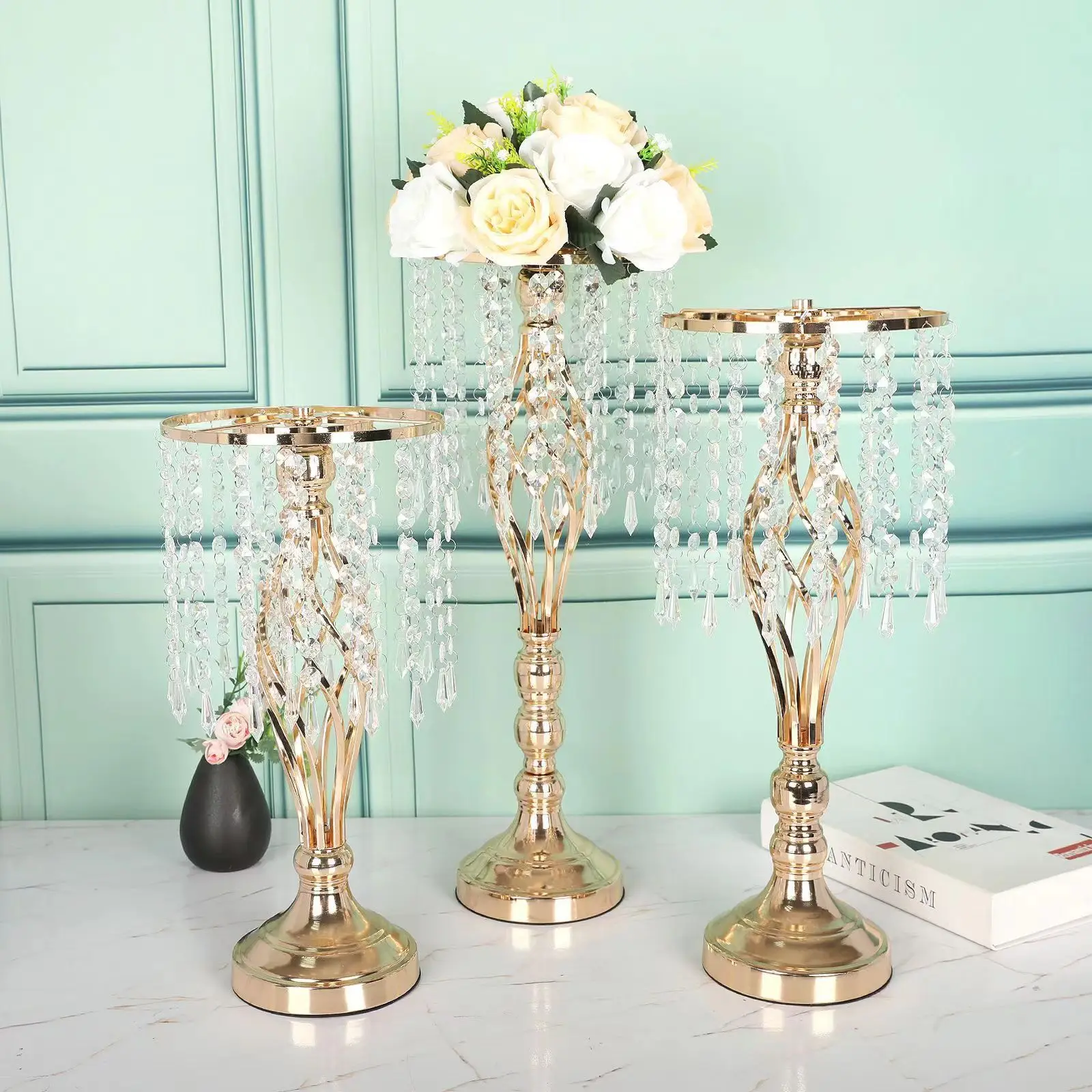 8/ 10 PCS Quisite Flower Vase Twist Shape Stand Golden/ Silver Wedding/ Table Centerpiece Road Lead Home Decor 3
