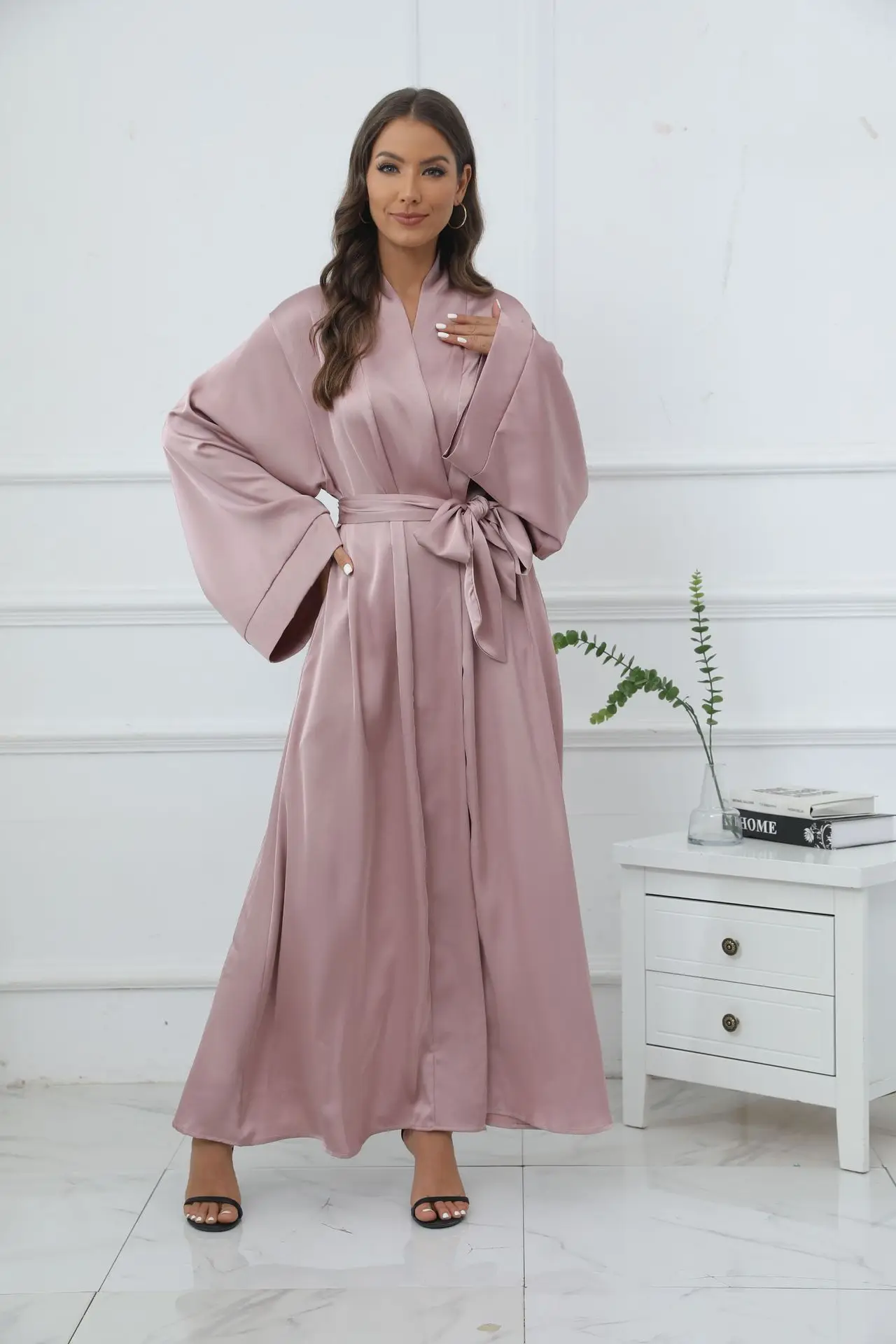Elegant Open Abaya Belt Turkey Muslim Hijab Dress Eid Abayas for Women Dubai Luxury Islam Clothes Kaftan Kimono Femme Musulmane