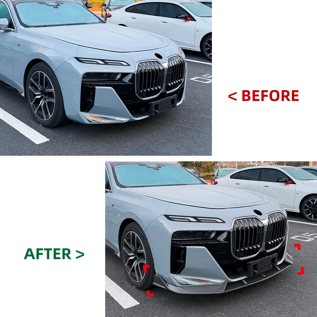BMW 7 시리즈 I7 G70 G73 2023+ 차량용 프론트 범퍼 립 스플리터 디퓨저 바디킷 하단 스포일러 가드 프로텍터 부품 튜닝 3개