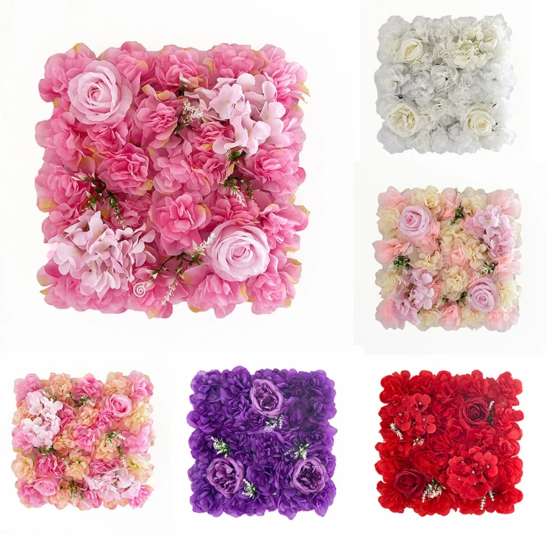 Artificial Flowers Wall Panel Faux Roses Backdrop Wall for Party Home