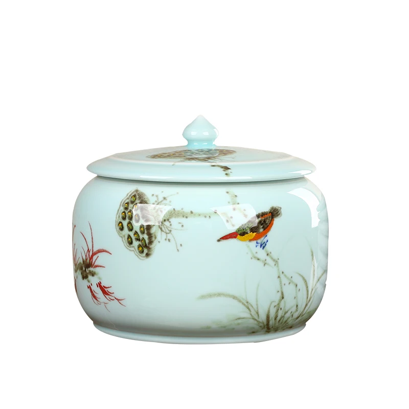 

Handmade Extra Large Tea Jar Ceramic Sealed Packaging Box Seven Seed Cake Storage