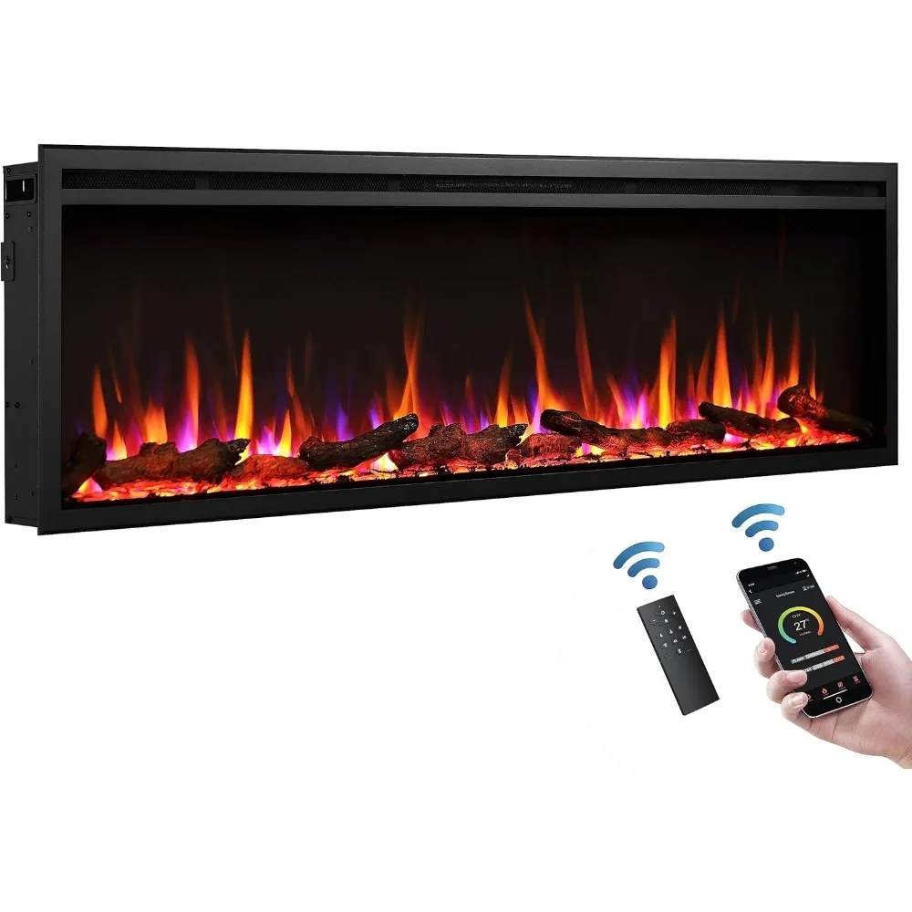Heating, Cooling & Vents Wall Recessed & Wall Mounted Electric Fireplace (60"), Fireplaces 5