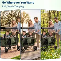 Poussette pliable 4 places tout-terrain pour enfants avec auvent, plateau à collation, harnais 5 points, capacité de charge de 150 kg 2