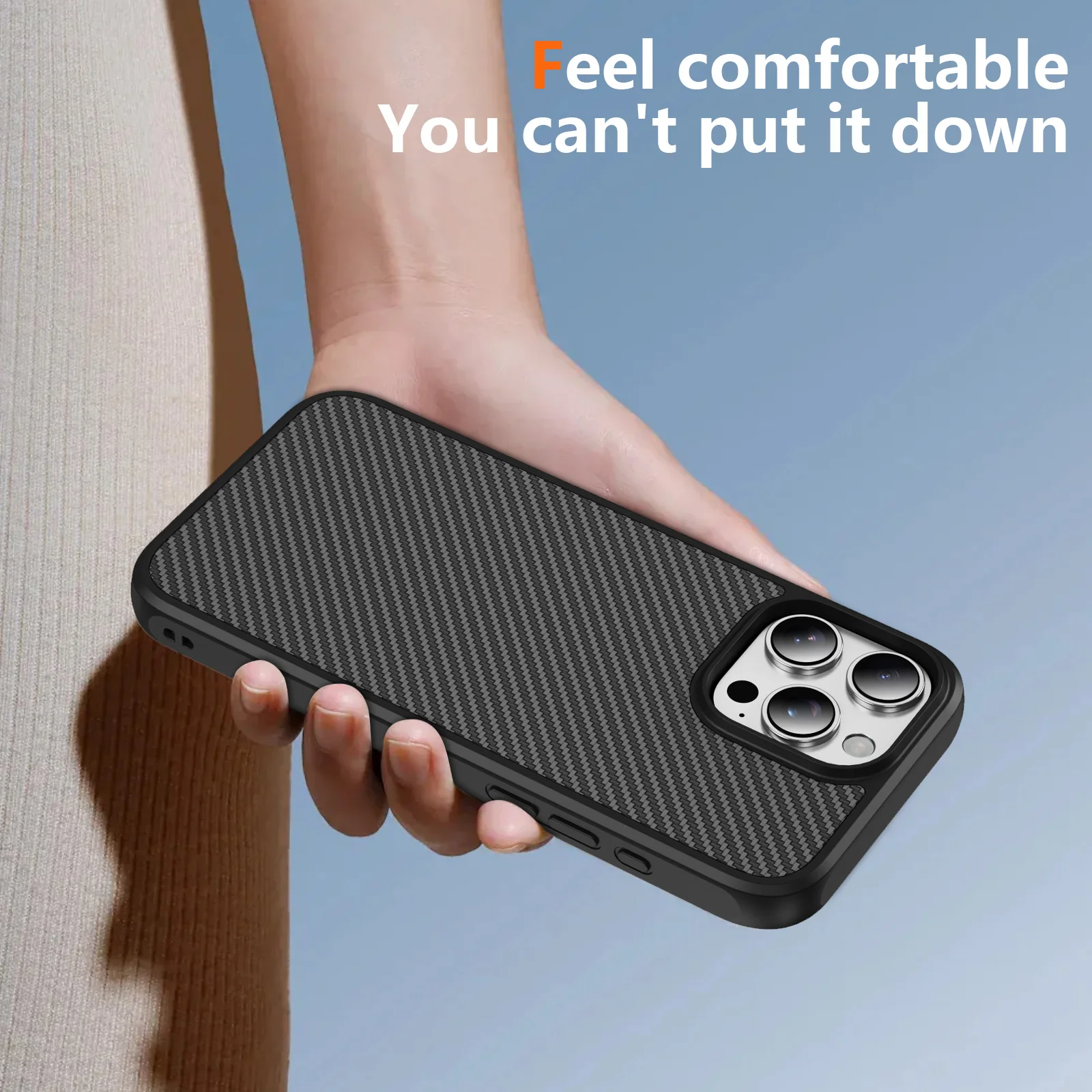 Carbon Fiber Texture Matte Bumper Case - Slim Military Protection Hard Back Cover