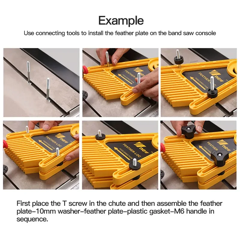 M6 T Screw Woodworking Tool Feather Boards T Screw Slider Stainless Steel T-Track Sliding Feather Board Retaining Ring Washers
