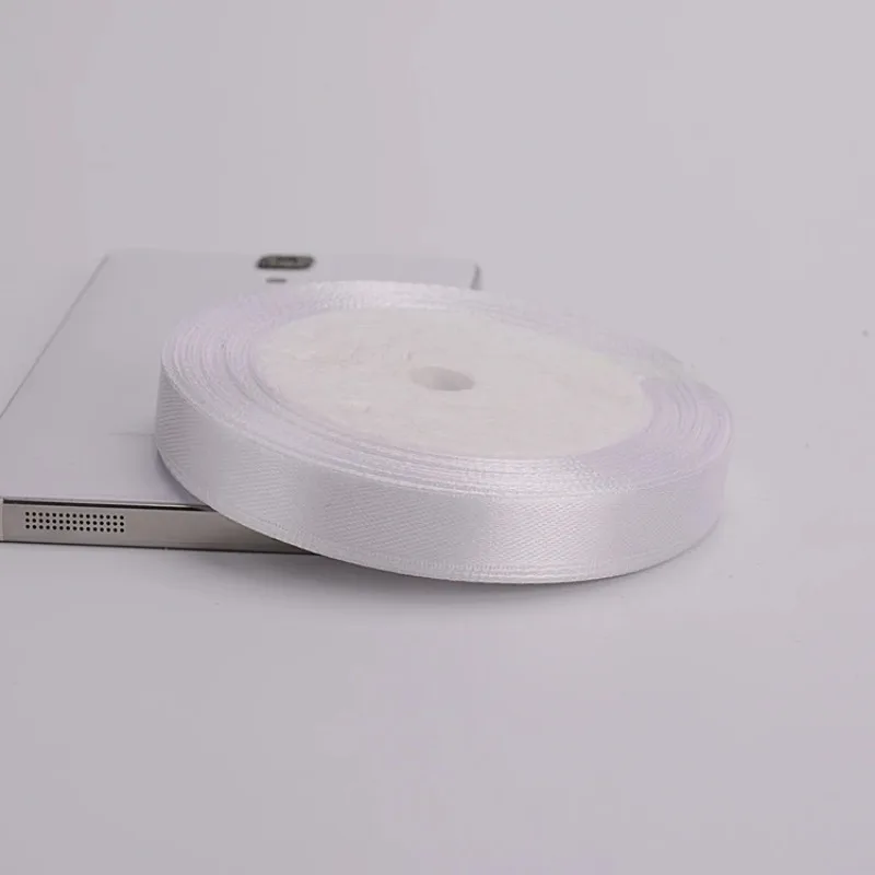 Polyester Satin Fabric Ribbon 6mm-50mm 25Yards white Chrismas Wedding Party Prom Decoration Cake Wrap DIY Accessories