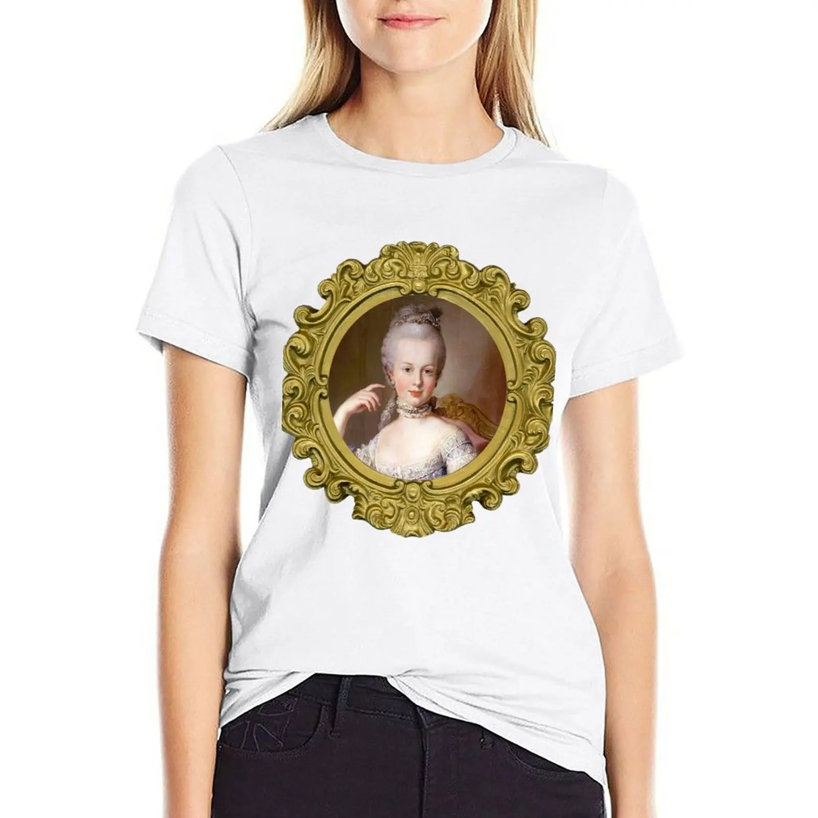 

Portrait of Young Marie Antoinette T-shirt korean fashion summer tops funny plus size t shirts for Women loose fit