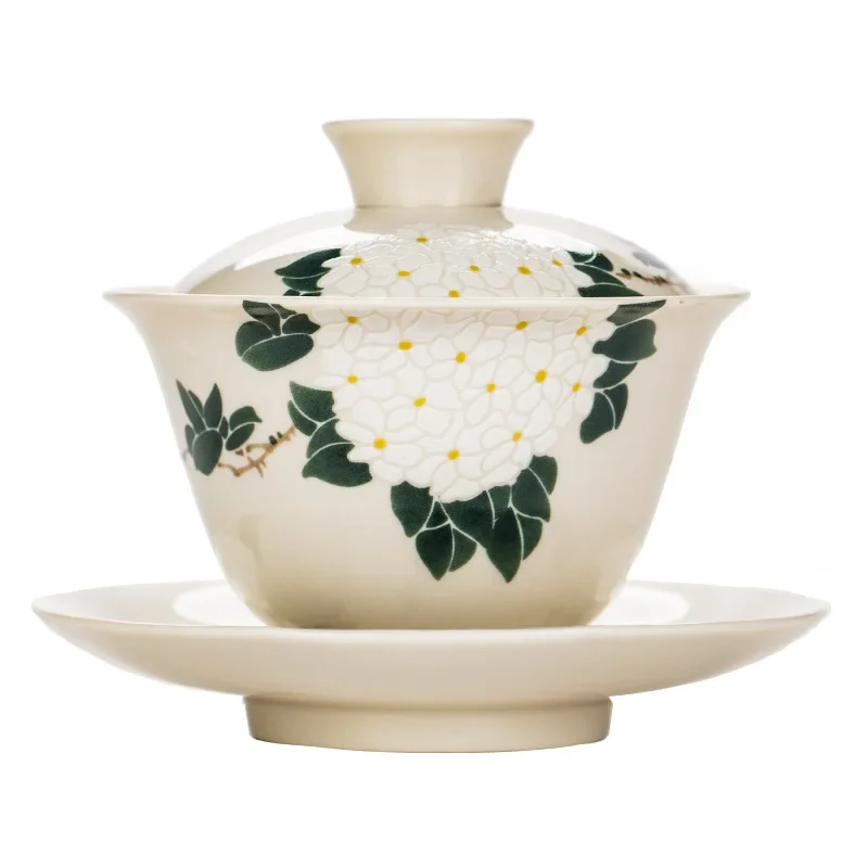 Ceramic Plant Ash Handmade Tureen Ceramic Kung Fu Tea Set Bowl Sopera De Ceramica Gaiwan Chrysanthemum Tea Gift for Boyfriend
