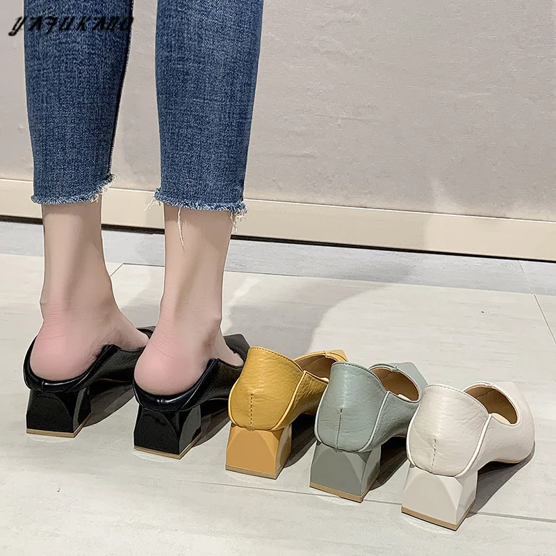 

Женские туфли-лодочки с острым носком, на толстом высоком каблуке, размеры 34-40