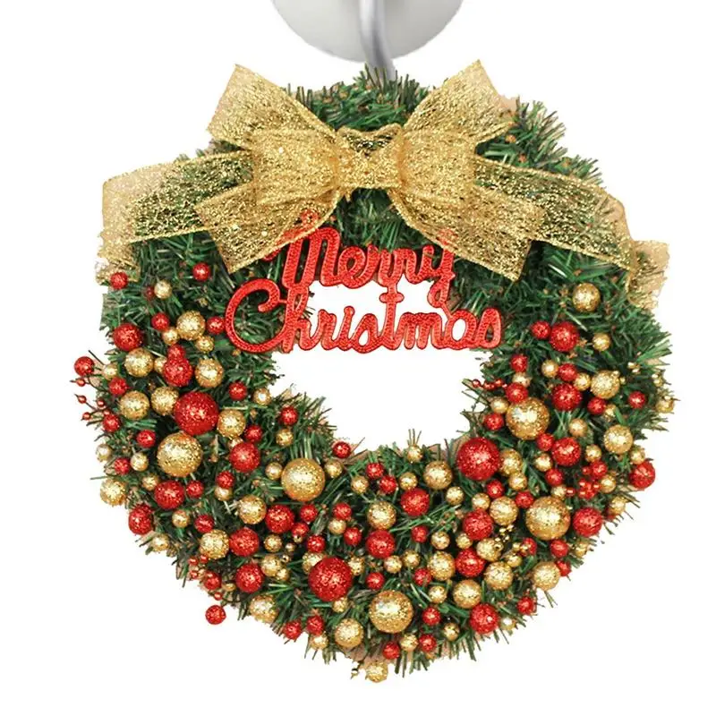 

Artificial Christmas Wreath Pine Needle Red Gold Christmas Garland With Bow Tie Durable Garland Decorations For Christmas Holida