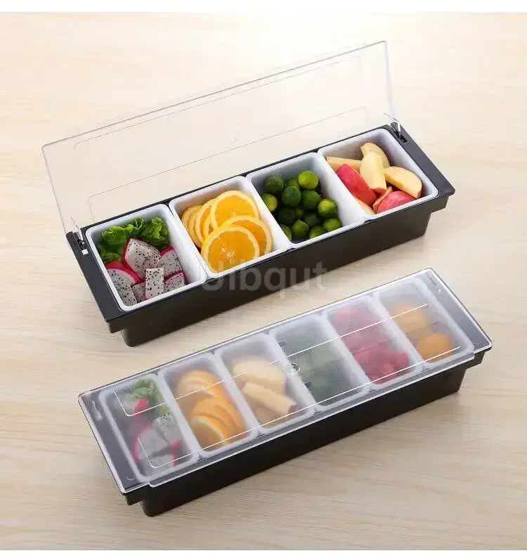 Boîte De Conservation 6 Compartiments Avec Couvercle - Organisateur à Condiments, Fruits, Légumes, Plastique Durable