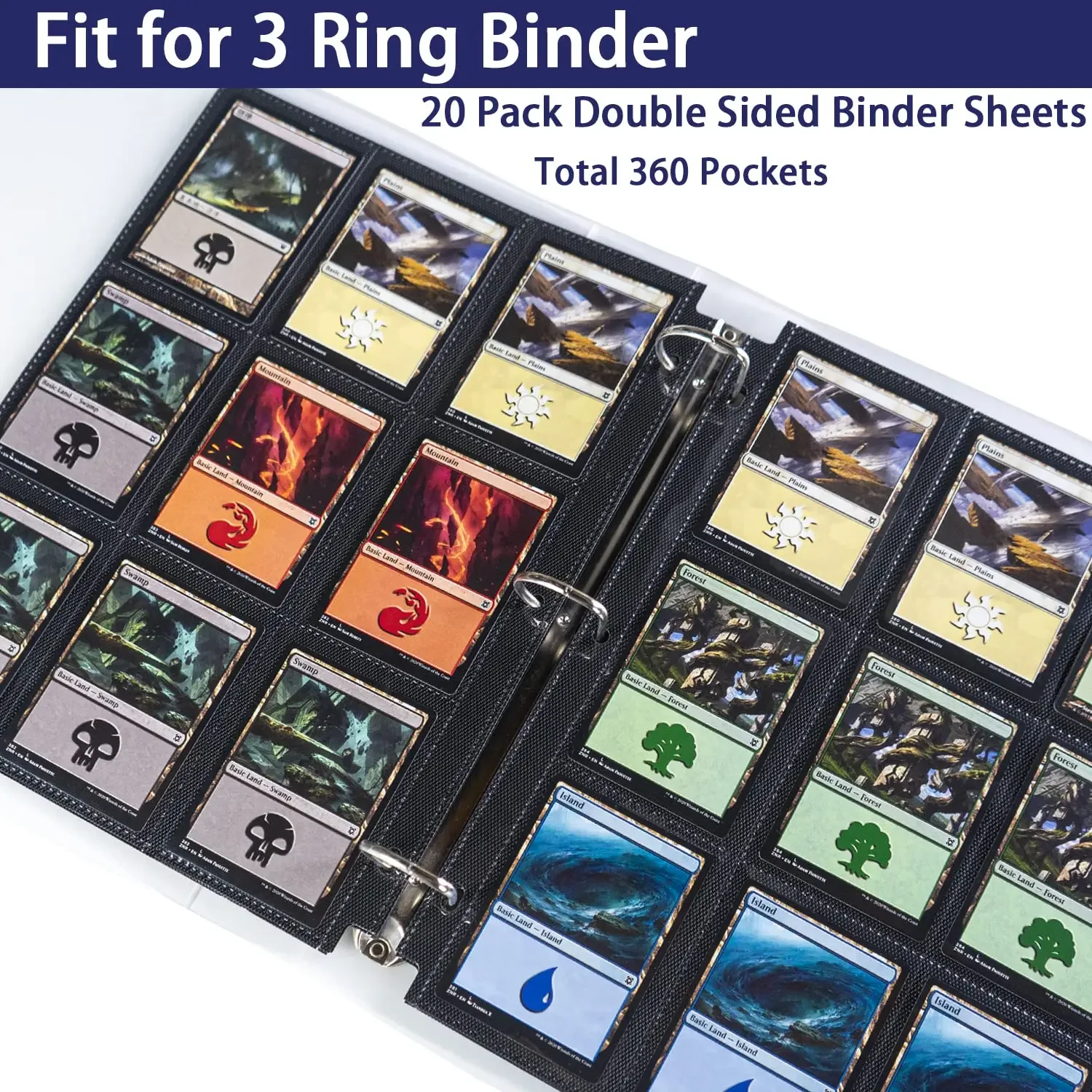 10/20/30/50PCS 11-hole Double-sided Binder for 3-ring Binders 9-pocket Side-loading Page Protectors for Game Cards Baseball Card