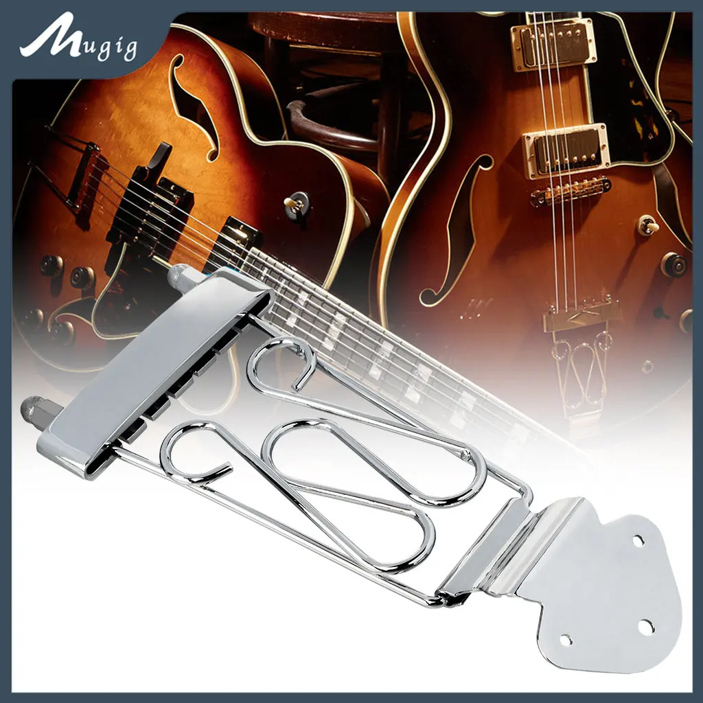 6 String Jazz Archtop Guitar Trapeze Tailpiece Wired Frame Hollow Semi Hollow Electric Guitar Parts Accessories Chrome & Golden