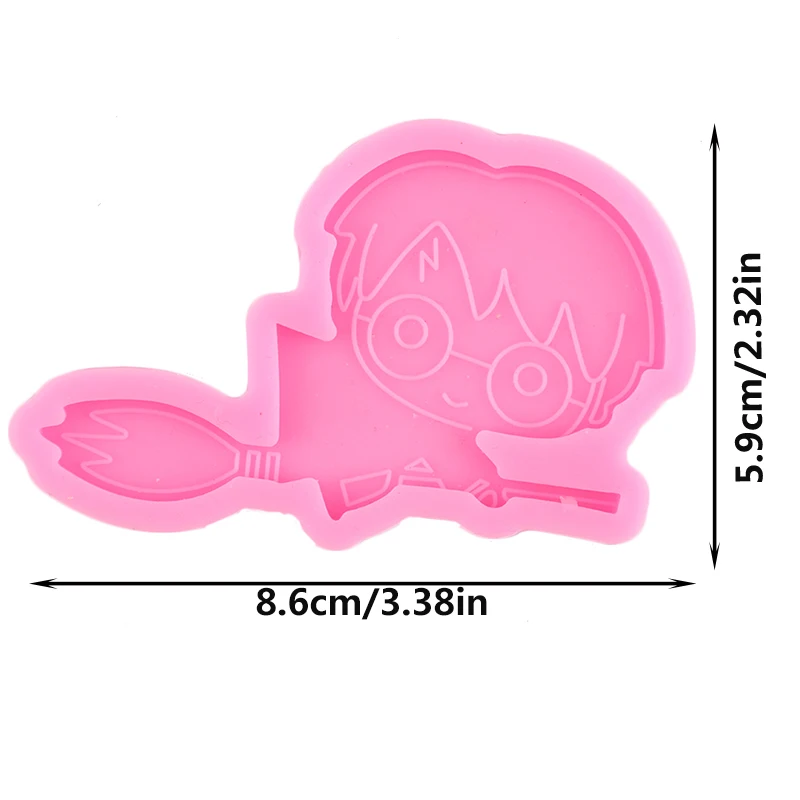 Shiny Anime Magic Boy Keychains Resin Epoxy Molds Boy Riding Broom Silicone DIY Sugarcraft Chocolate Mould silicone mold