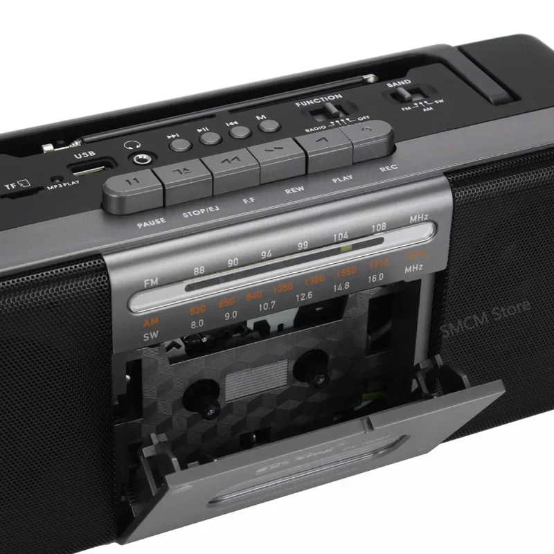 Portable Vintage Retro USB AM/FM/SW Multiband Radio Stereo Wireless Bluetooth Boombox Mp3 Audio Cassette Tape Player Recorder - 5