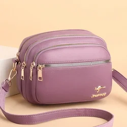 Premium Soft Leather Women's Shoulder Bag - Elegant Multi - Pocket Wear - Resistant Handbag - 23x17x11cm (Purple)