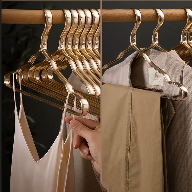 

Clothes Hanger 10pcs Adult Aluminium Alloy Coat Hangers Anti-slip Drying Rack Wardrobe Space Saver Clothing Storage Rack Clothes