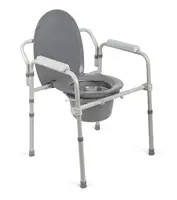 BA383 Steel Shower Chair With Toilet Cover Seat Pail Lid Bucket Toilet Chair Folding Commode 1