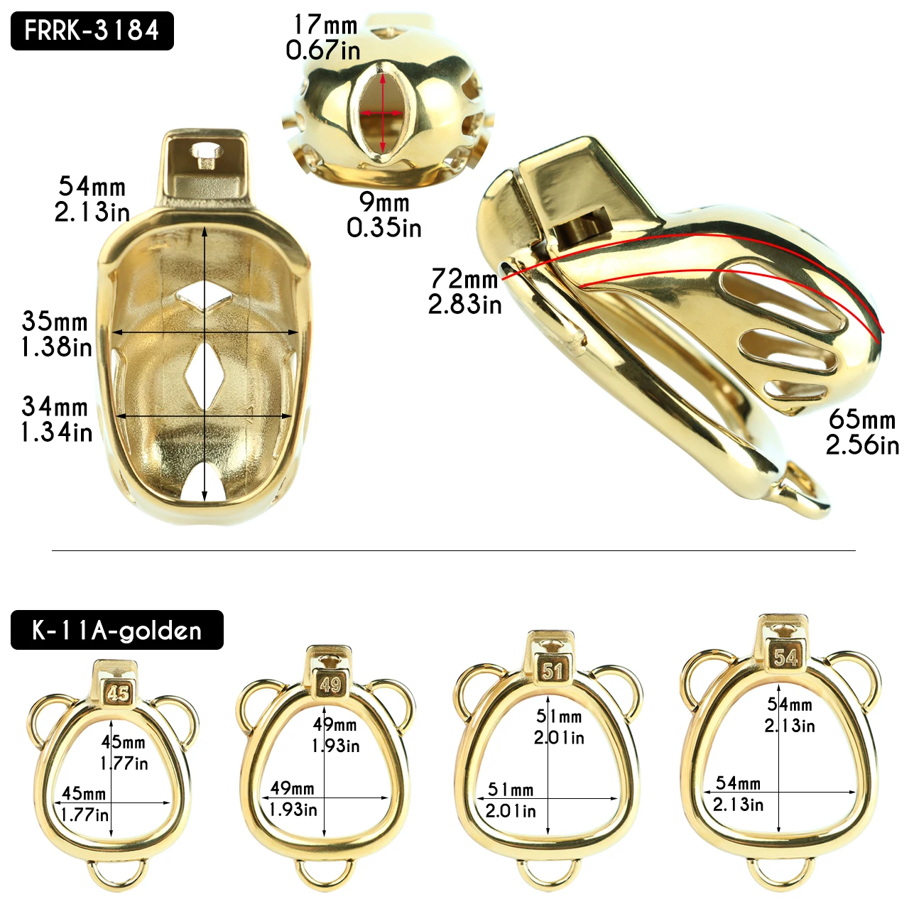 FRRK Mamba Golden Strapon Chastity Cage Metal Anal Plug Sissies Penis Rings Femboy Cock Lock Adult Sex Goods for Man 18+