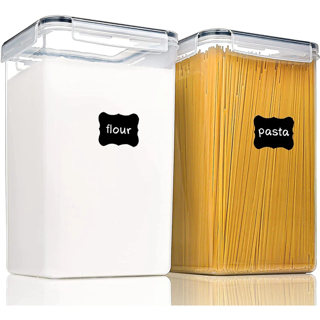 Set 6 Contenitori Etici Per Cereali Con Coperchio Ermetico: Dispenser Trasparenti Per Dispensa, 4 Grandi (15oz) E 2 Medi, Con 16 Etichette E Pennarello
