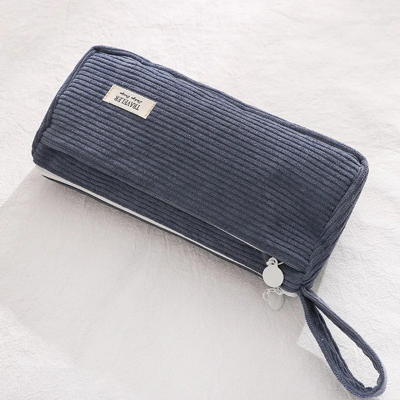 Korean Corduroy Cosmetic Bag Small Makeup Pouch Lady Portable Travel Toiletry Bag Necesserie Organizer Student Cute Pencil Case 6