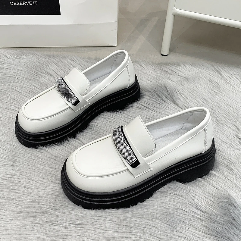 

Thick-soled Women British Style 2023 Spring and Summer New Small Leather Shoes All-match Retro Thick-heeled Loafers Women shoes