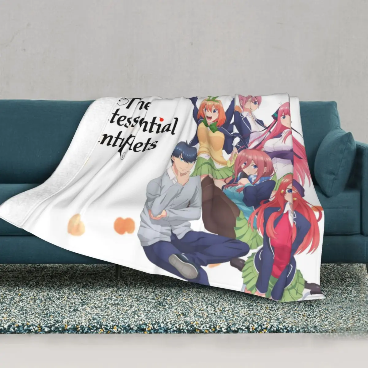 

The Quintessential Quintuplets Anime Flannel Blanket manga sisters kawaii Fashion Throw Blankets for Home 150*125cm Bedspreads