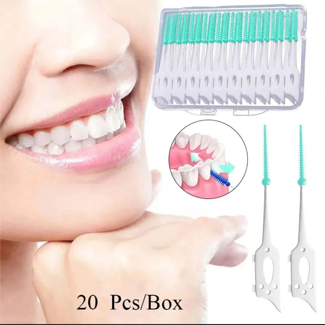 Toothpick Brush 2PCS Soft Silicone Interdental Cleaning Oral Care 20pcs/box
