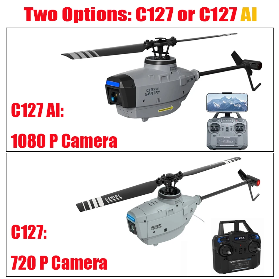 RC ERA C127 AI Mini Brushless FPV with HD Camera Professional 4ch RC Helicopter Single Paddle Without Ailerons for Adult 6